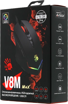Мышь A4Tech Bloody V8M Max черный оптическая 12000dpi USB 8but