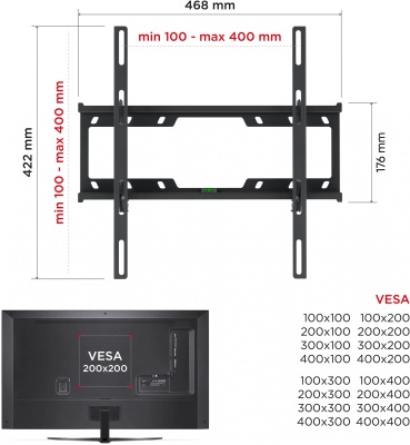 Кронштейн для телевизора Holder T4624-B черный 32"-55" макс.40кг настенный наклон