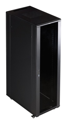 Шкаф коммутационный Lanmaster (TWT-CBB-27U-6X6-G1) напольный 27U 600x600мм пер.дв.стекл задн.дв.спл.стал.лист 2-хст. 2 бок.пан. 800кг черный IP20