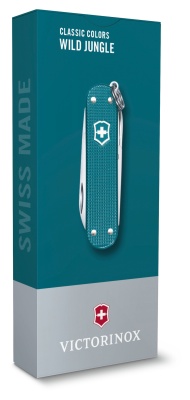 Нож перочинный Victorinox Classic SD Alox Wild Jungle (0.6221.242G) 58мм 7функц. подар.коробка
