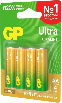 Батарея GP Ultra Alkaline 15AUA21-2CRSBC4 AA (4шт) блистер
