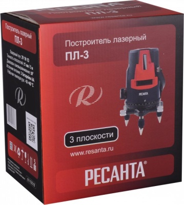 Нивелир лазерн. Ресанта ПЛ-3 2кл.лаз. 635нм цв.луч. красный 3луч. (61/10/518)