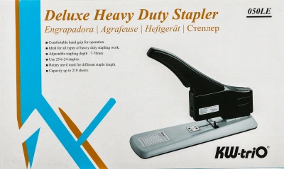 Степлер мощный Kw-Trio 050LE 23/6 23/8 23/10 23/13 23/15 23/17 23/20 23/23 (210листов) серый/черный 100скоб металл