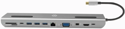 Стыковочная станция Digma DS-990UC_G USB Type-C серый 1xHDMI 1xDP 1xVGA 1xRJ-45 1xUSB Type-C 3xUSB 3.0