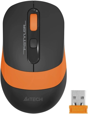 Мышь A4Tech Fstyler FG10S черный/оранжевый оптическая 2000dpi silent беспров. USB для ноутбука 4but (FG10S ORANGE)