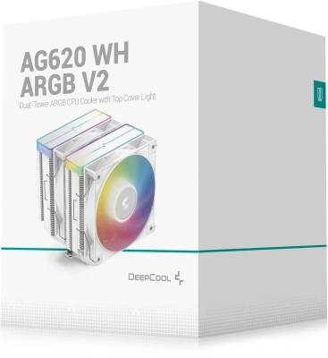 Устройство охлаждения(кулер) Deepcool AG620 Wh V2 ARGB Soc-AM5/AM4/1200/1700/1851 белый 4-pin 15-29.4dB Al+Cu 260W 1330gr Ret (R-AG620-WHAMMN-GJD)
