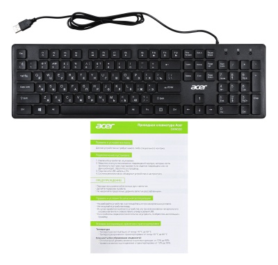 Клавиатура Acer OKW020 черный USB slim Multimedia (ZL.KBDEE.001) кабель 1.5м