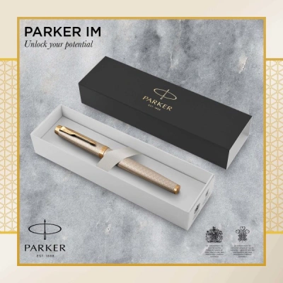 Ручка перьев. Parker IM Premium F323 (1931684) Grey GT F сталь нержавеющая подар.кор.