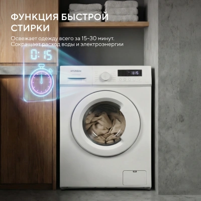 Стиральная машина Hyundai WME6004 класс: A+++ загр.фронтальная макс.:6кг белый инвертор