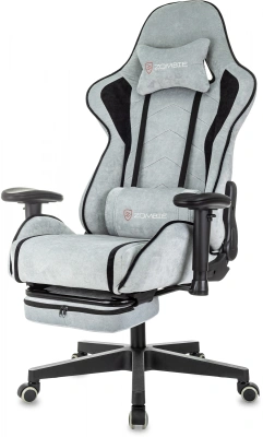 Кресло игровое Zombie Drift/F серо-голубой/черный крестов. пластик подст.для ног