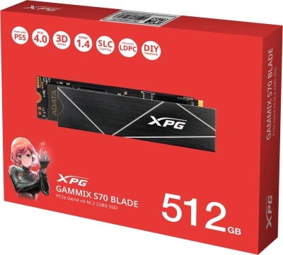 Накопитель SSD A-Data PCIe 4.0 x4 512GB AGAMMIXS70B-512G-CS XPG Gammix S70 Blade M.2 2280