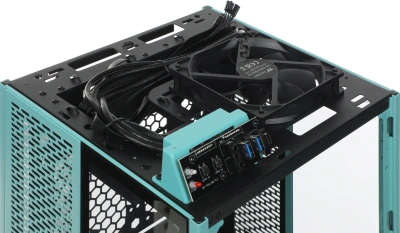 Корпус Thermaltake The Tower 100 Turquoise голубой без БП miniITX 1x120mm 3x140mm 2xUSB3.0 audio bott PSU
