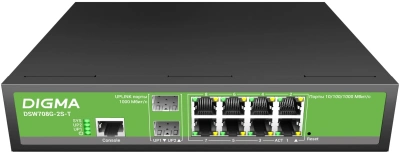 Коммутатор Digma DSW708G-2S-T (L2+) 8x1Гбит/с 2SFP управляемый