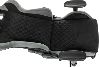 Кресло игровое Knight Regal Fabric черный/серый искусственная замша с подголов. крестов. металл