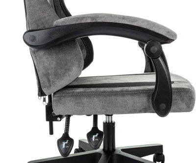 Кресло игровое Knight Wolf серый/черный крестов. пластик