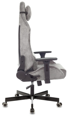Кресло игровое Knight N1 Fabric серый Light-19 с подголов. крестов. металл