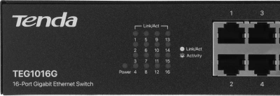 Коммутатор Tenda TEG1016G (L2) 16x1Гбит/с неуправляемый