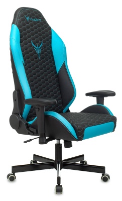 Кресло игровое Knight Neon черный/голубой соты экокожа с подголов. крестов. металл