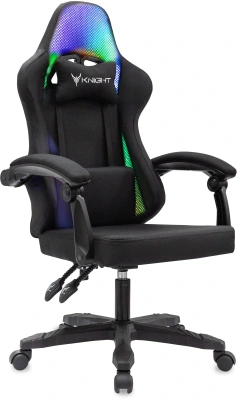 Кресло игровое Knight Wolf RGB черный с подголов. крестов. пластик пластик черный