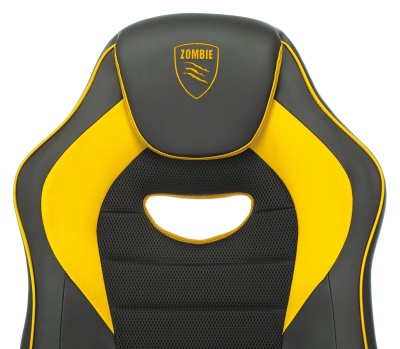 Кресло игровое Zombie GAME 16 черный/желтый ткань/эко.кожа крестов. пластик