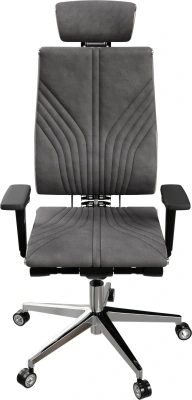 Кресло руководителя эргономичное Метта Yoga 4DF B2-12D - GoyaLE темно-серый сиденье темно-серый велюр с подголов. крестов.5-луч. металл хром