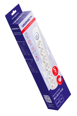 Сетевой фильтр Ippon BK-6-EU-5-10-W 5м (6 розеток) белый (коробка)