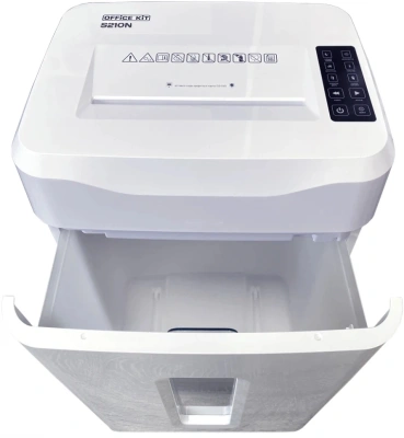 Шредер Office Kit S210N 3,9x38 белый (секр.P-4) фрагменты 16лист. 35лтр. скрепки скобы пл.карты CD