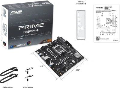 Материнская плата Asus PRIME B850M-F Socket AM5 AMD B850 2xDDR5 mATX AC`97 8ch(7.1) GbLAN RAID+VGA+HDMI