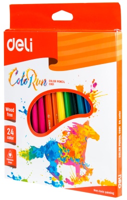 Карандаши цв. Deli EC00120 ColoRun трехгран. пластик 24цв. коробка/европод. (24шт)