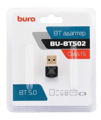 Адаптер USB Buro BU-BT502 BT5.0+EDR class 1.5 20м черный