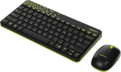 Клавиатура + мышь Logitech MK240 клав:черный/желтый мышь:черный/желтый USB беспроводная slim Multimedia (920-008198)