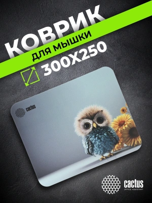 Коврик для мыши Cactus Owl gray рисунок 300x250x3мм (CS-MPC-D12M)