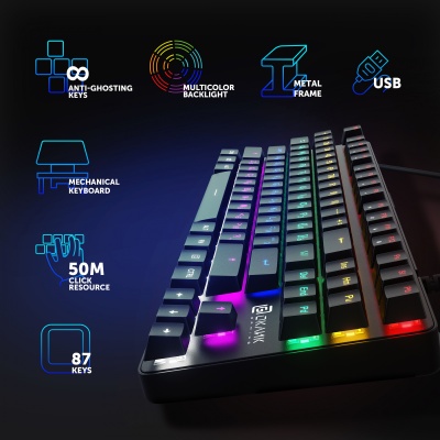 Клавиатура Оклик 969G SHOTGUN механическая черный USB Multimedia for gamer LED
