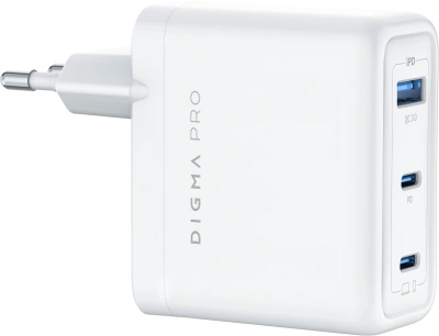 Сетевое зар./устр. Digma Pro DPW10C 100W 5A (PD+QC) 2хUSB-C/USB-A универсальное белый (DPW1С0G012WH)