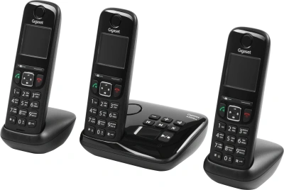 Р/Телефон Dect Gigaset AS690A Trio черный (труб. в компл.:3шт) автооветчик АОН