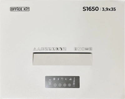 Шредер Office Kit S1650 3,9х35 белый (секр.P-4) фрагменты 35лист. 165лтр. скрепки скобы пл.карты CD