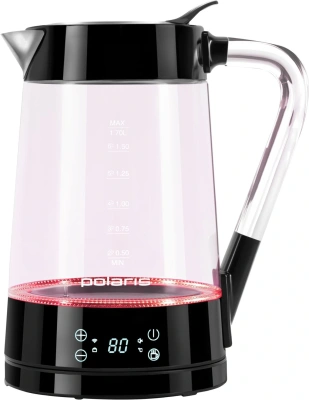 Чайник электрический Polaris PWK 1715CGLD 1.7л. 2200Вт черный корпус: стекло/пластик