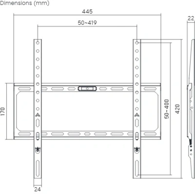 Кронштейн для телевизора Ultramounts UM822 черный 32"-75" макс.45кг настенный фиксированный