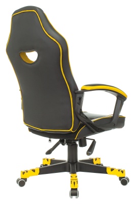 Кресло игровое Zombie GAME 16 черный/желтый ткань/эко.кожа крестов. пластик