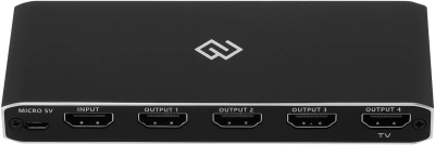 Сплиттер аудио-видео Digma DHSP-v2x4 HDMI (f)/4xHDMI (f) черный