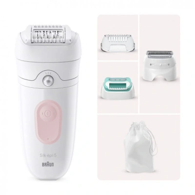 Эпилятор Braun SE5-050 скор.:2 насад.:4 от электр.сети от аккум. белый/розовый