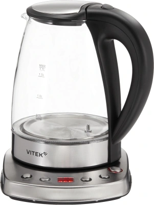 Чайник электрический Vitek VT-WK1075 1.7л. 1800Вт серебристый/черный корпус: металл/пластик