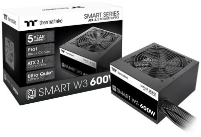 Блок питания Thermaltake ATX 600W Smart W3 Gen.5 80+ white (20+4pin) APFC 120mm fan 4xSATA RTL