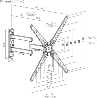 Кронштейн для телевизора Ultramounts UM958 черный 13"-55" макс.25кг настенный поворот и наклон