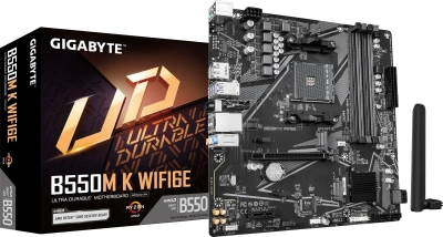Материнская плата Gigabyte B550M K WF6E Soc-AM4 AMD B550 4xDDR4 mATX AC`97 8ch(7.1) GbLAN RAID+HDMI+DP