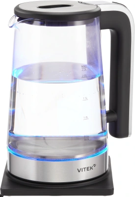 Чайник электрический Vitek VT-WK1073 2.2л. 1800Вт черный/серебристый корпус: стекло