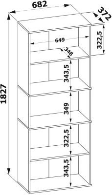 Стеллаж Сокол ШУ-20 пол.:4 единая 1827x682x372мм венге (ШУ20В5)