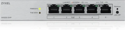 Коммутатор Zyxel GS1200-5HPV3-EU0101F (L2) 5x1Гбит/с 4PoE+ 68W управляемый