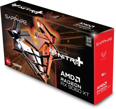 Видеокарта Sapphire PCI-E 5.0 11350-01-20G NITRO+AMD RADEON RX 9060 XT GAMING OC 16GB DUAL AMD Radeon RX 9060XT 16Gb 128bit GDDR6 2780/20000 HDMIx2 DPx1 HDCP Ret