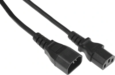 Шнур питания Hyperline PWC-IEC13-IEC14-1.0-BK C13-С14 проводник.:3x0.75мм2 1м 230В 10А (упак.:1шт) черный